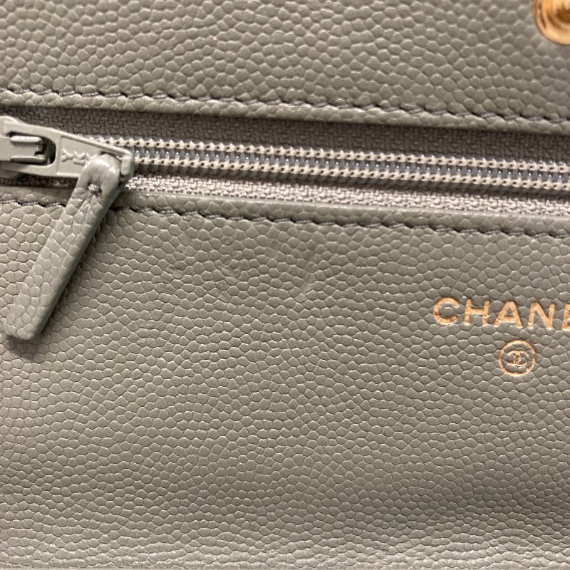 CHANEL 香奈兒 COCO CF WOC 荔枝牛皮 肩背包 牛油果色 金釦-11