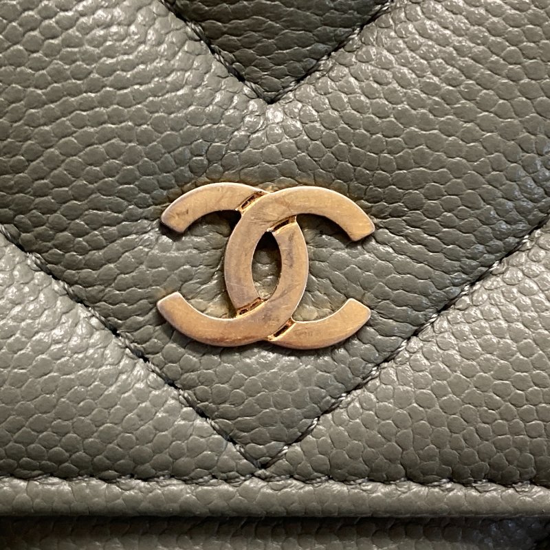 CHANEL 香奈兒 COCO CF WOC 荔枝牛皮 肩背包 牛油果色 金釦-18