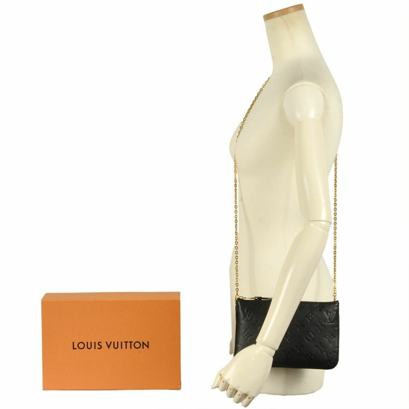 路易威登 LOUIS VUITTON Pochette 雙拉鍊單肩包 Monogram Empreinte M68568 黑色 RFID 女式-1