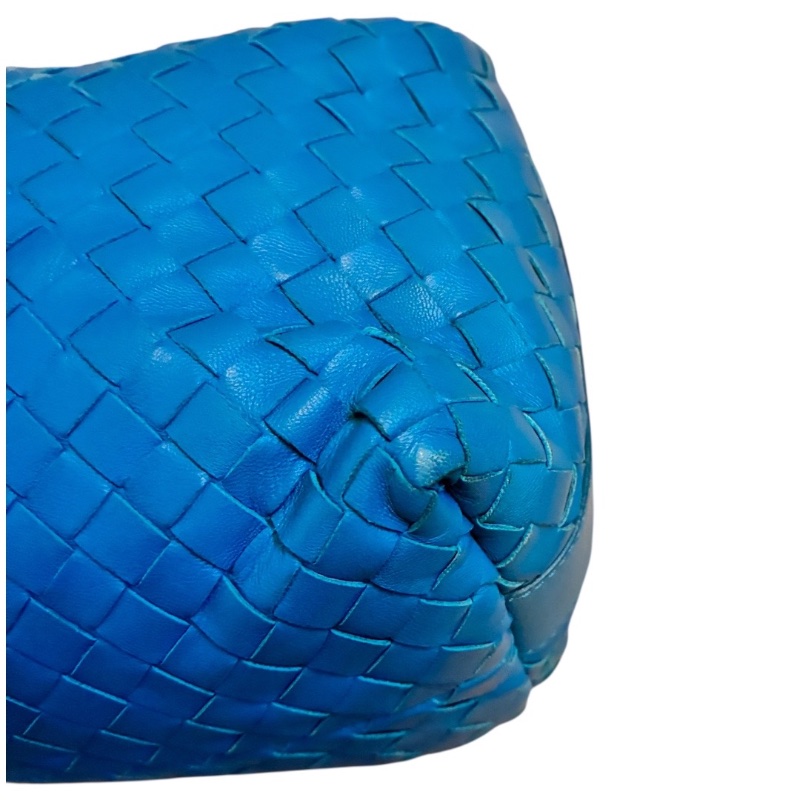 Bottega Veneta 寶緹嘉 經典 Intrecciato 編織小羊皮 短提把手提包 24x12x10cm 亮麗藍綠色 (近全新)-8