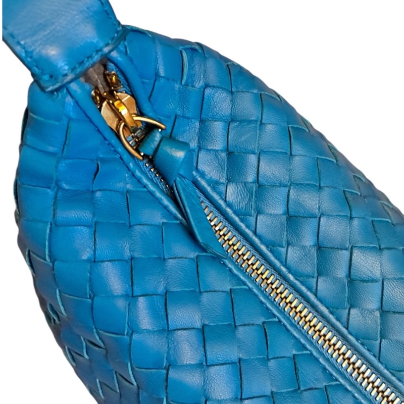 Bottega Veneta 寶緹嘉 經典 Intrecciato 編織小羊皮 短提把手提包 24x12x10cm 亮麗藍綠色 (近全新)-20