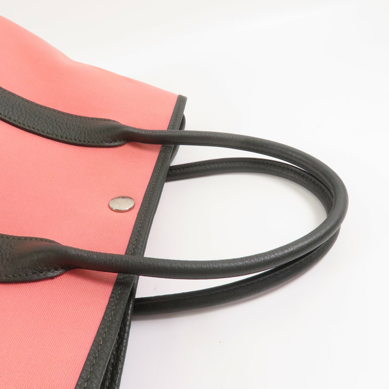 HERMES 帆布Garden Party TPM銀扣手挽袋Pink-4