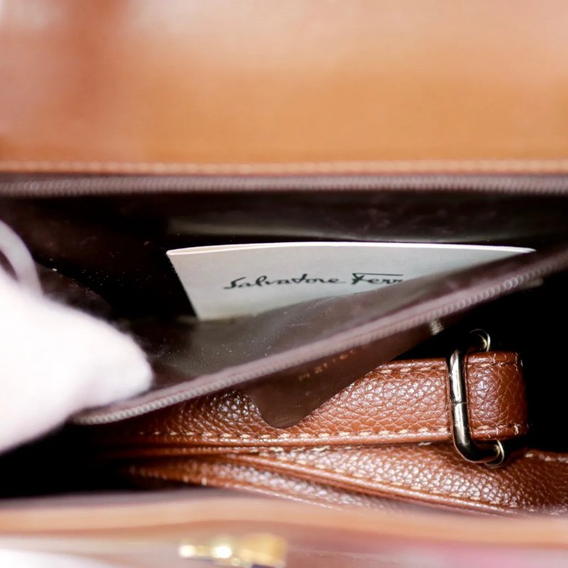 Salvatore Ferragamo 中古品 啡色 皮革單肩包 手袋-5