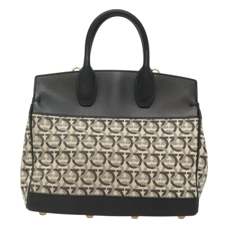 【日本直送】Salvatore Ferragamo Gancini 手袋 帆布 皮革 兩用 黑金 正品 127312-1