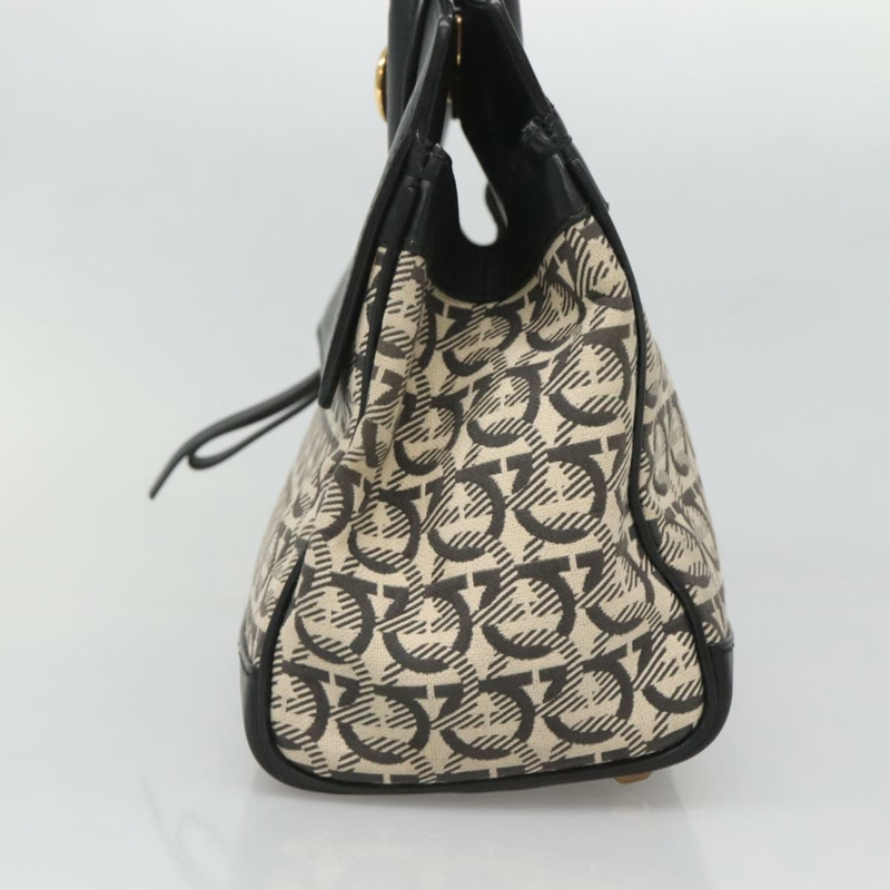 【日本直送】Salvatore Ferragamo Gancini 手袋 帆布 皮革 兩用 黑金 正品 127312-3