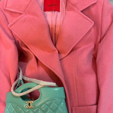 MAX MARA 副牌 MAX&CO 粉色義大利製造長版大衣