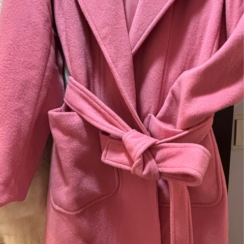 MAX MARA 副牌 MAX&CO 粉色義大利製造長版大衣