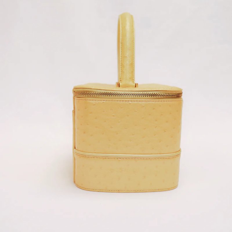 Versace 中古黃色鴕鳥皮手提盒形手袋 盒子包-2