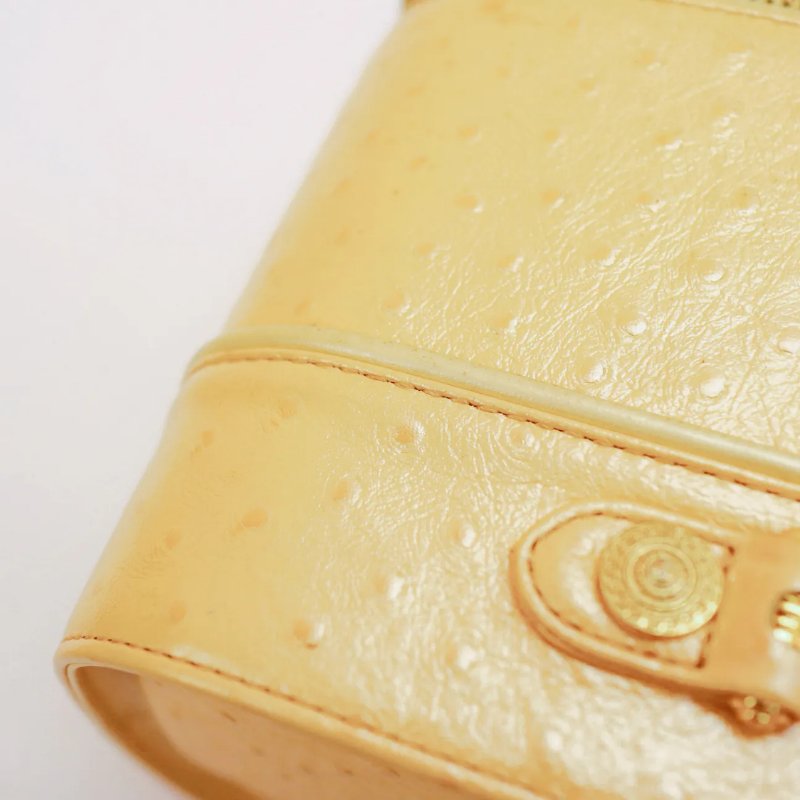 Versace 中古黃色鴕鳥皮手提盒形手袋 盒子包-6