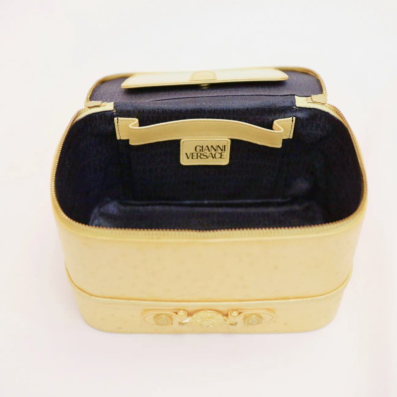 Versace 中古黃色鴕鳥皮手提盒形手袋 盒子包-18