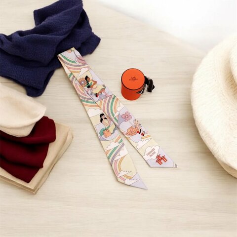 Hermes Twilly 淺黃色 絲巾