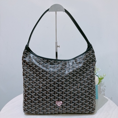 TK1731 戈雅 狗牙 腋下 單肩 大袋 特別款 心印款 Goyard Boheme Hobo Bag With Heart Black [Unused]