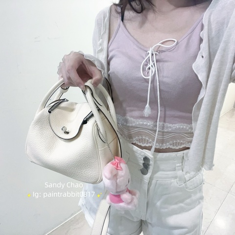 ෆ Hermes Mini Lindy奶油白