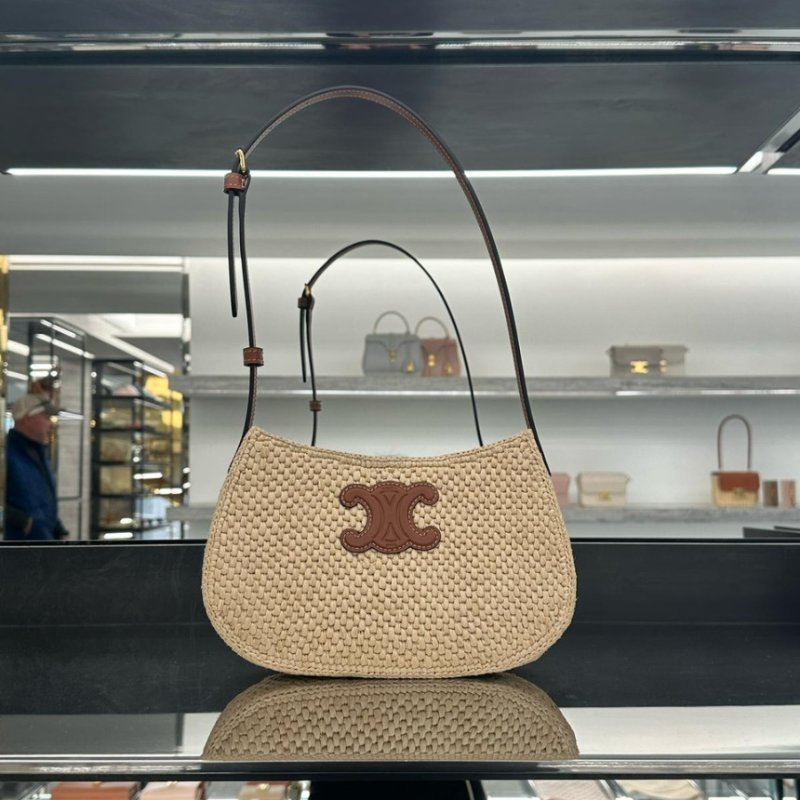 🎉新品好折扣✨Celine 119722 凱旋門 中款 Tilly 草編包-1