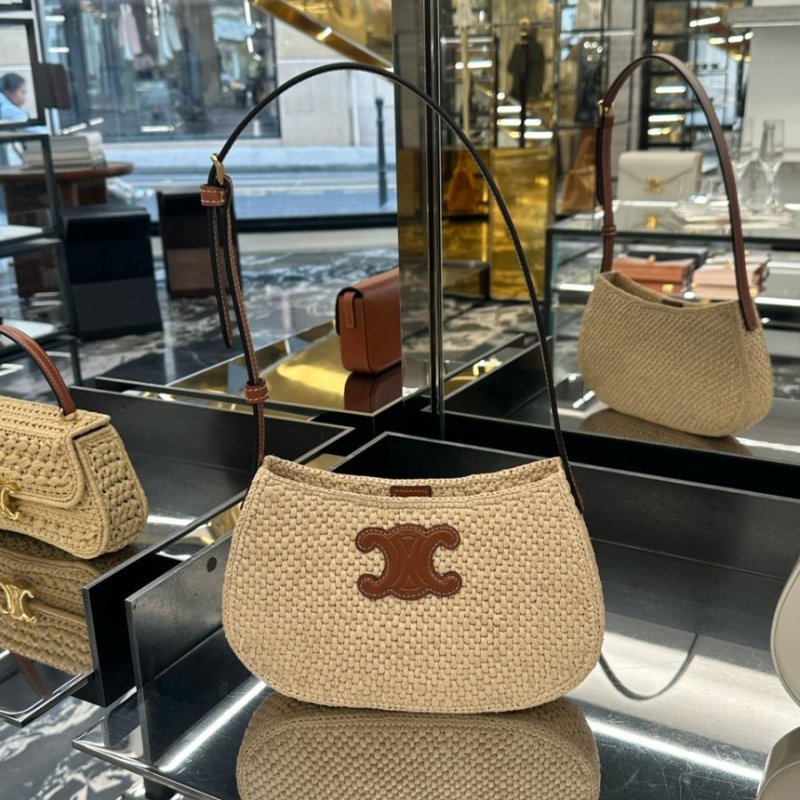 🎉新品好折扣✨Celine 119722 凱旋門 中款 Tilly 草編包-4