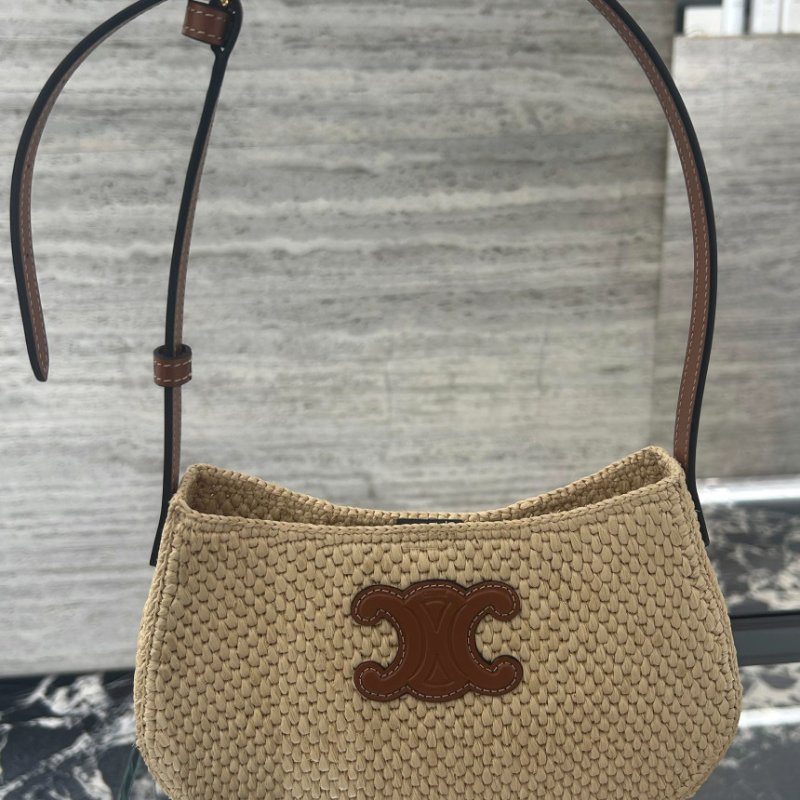 🎉新品好折扣✨Celine 119722 凱旋門 中款 Tilly 草編包-9