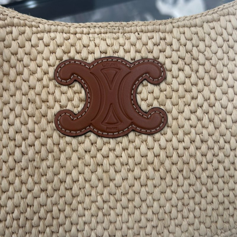 🎉新品好折扣✨Celine 119722 凱旋門 中款 Tilly 草編包-12