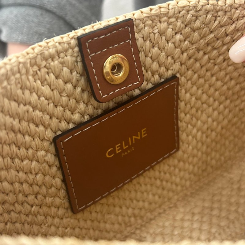 🎉新品好折扣✨Celine 119722 凱旋門 中款 Tilly 草編包-19