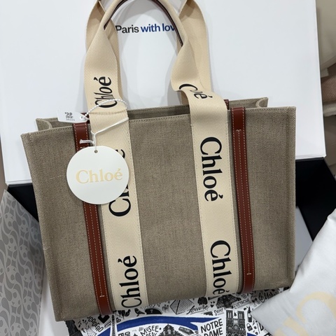全新 Chloe woody tote / 經典配色/亞麻咖啡