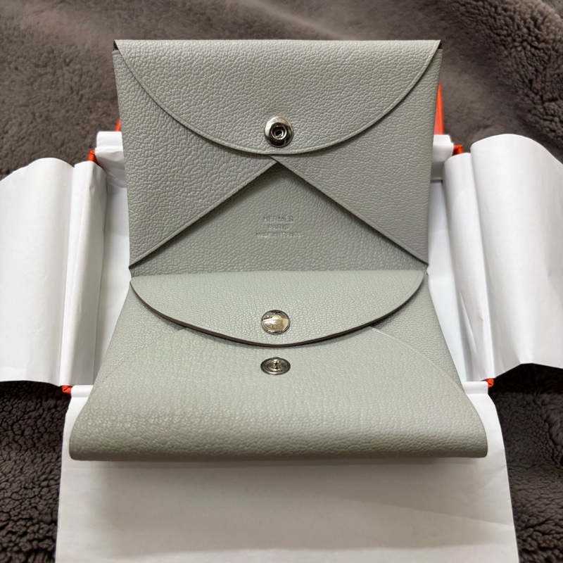 Hermes calvi duo 8O珍珠灰 山羊皮-0
