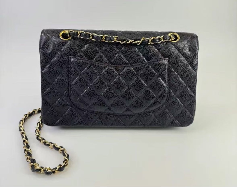 Chanel CF25保卡款荔枝皮黑金99新-2