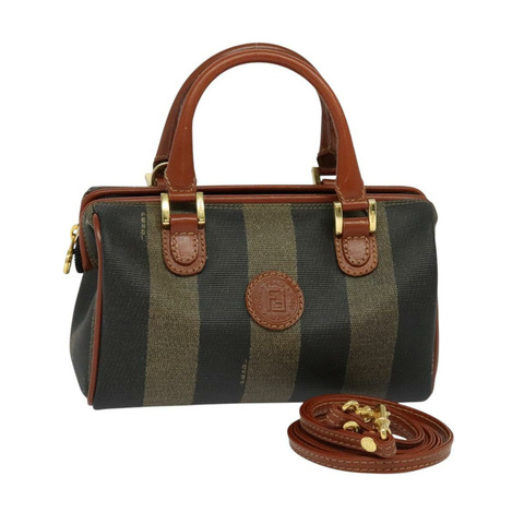 FENDI 山核桃帆布手提包 2 款可選 棕色 黑色 金色 正品 am8551