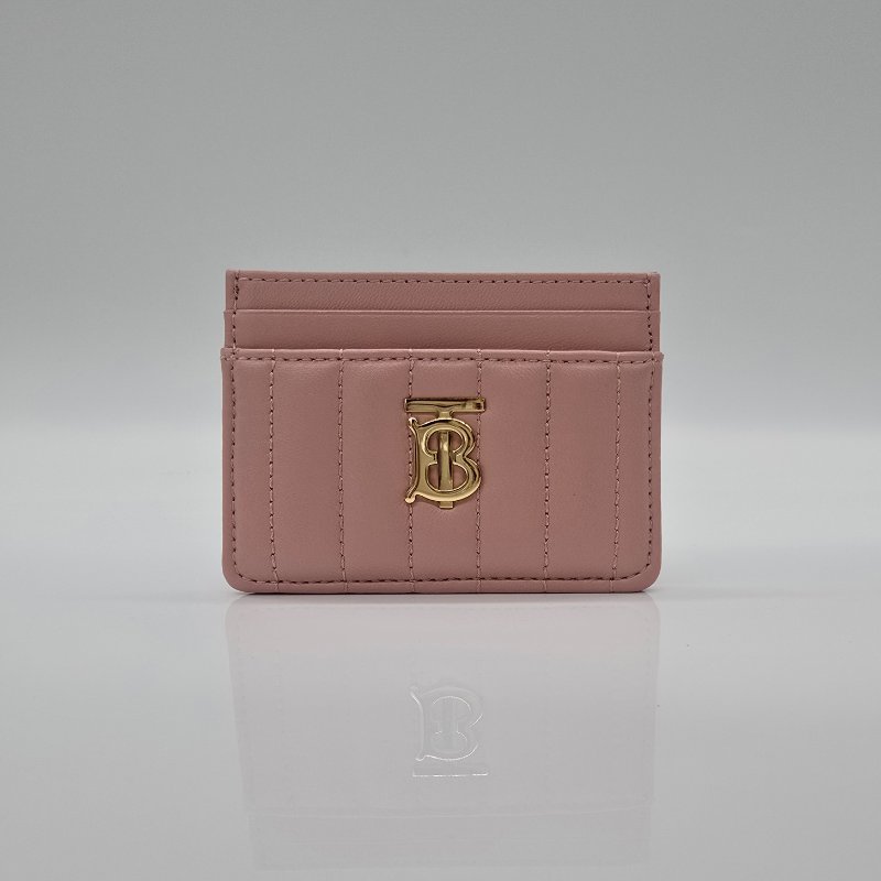 【近新品】BURBERRY TB LOGO 粉色牛皮革 卡片夾 8062371-1