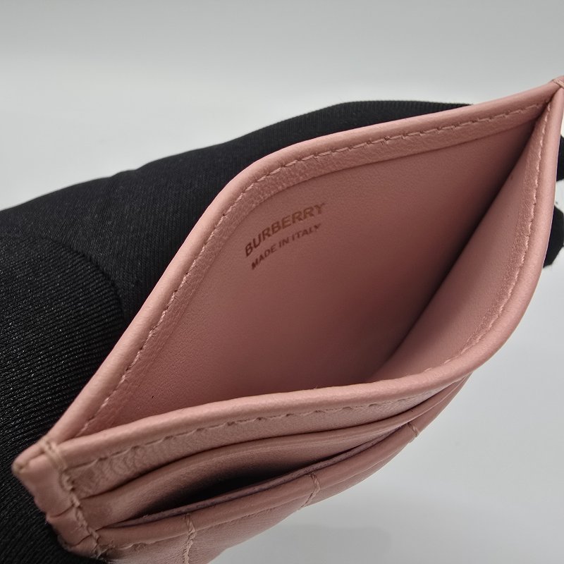 【近新品】BURBERRY TB LOGO 粉色牛皮革 卡片夾 8062371-5