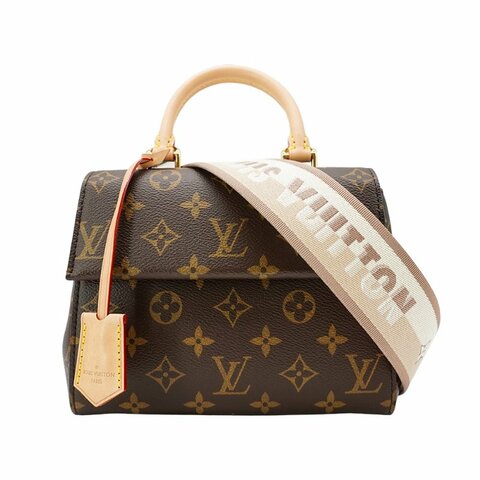 Louis Vuitton 展示品 Cluny Mini 帆布寬背帶手提斜背包(M46055-咖)
