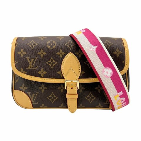 Louis Vuitton 展示品 Diane 帆布印花肩背/斜背二用包(M46049-桃背帶)