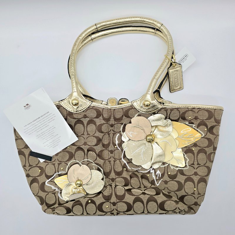 Coach 經典花紋 立體花 托特 單肩包F16276-7