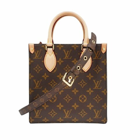 Louis Vuitton 展示品 Sac Plat BB 帆布手提斜背二用包(M46265-咖)