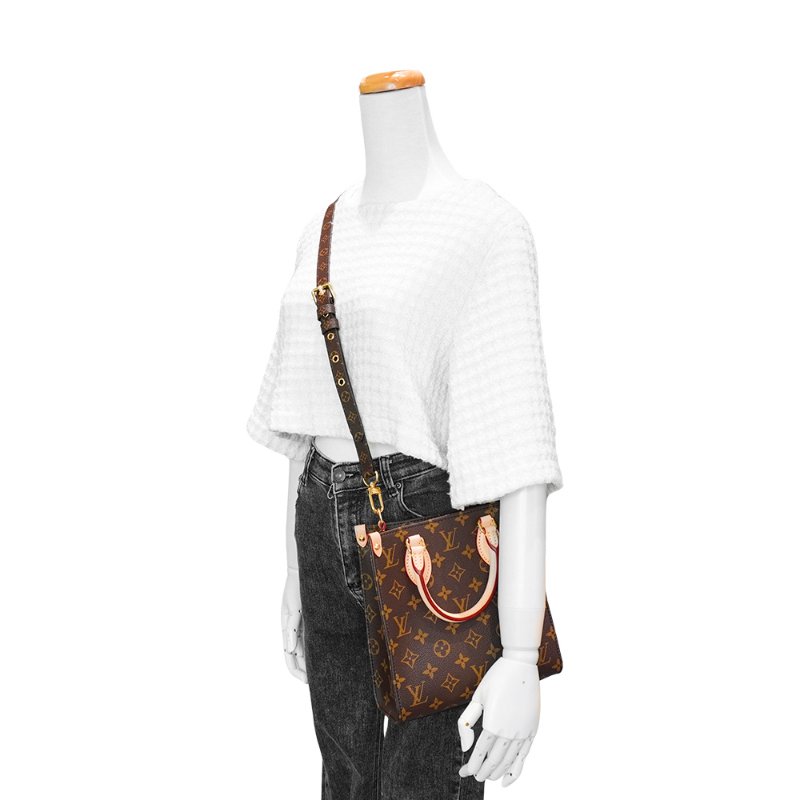 Louis Vuitton 展示品 Sac Plat BB 帆布手提斜背二用包(M46265-咖)-5