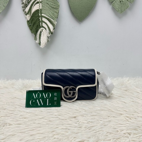閑置品💫 GUCCI Classic Blue Mini Marmont 藍色銀扣斜肩包