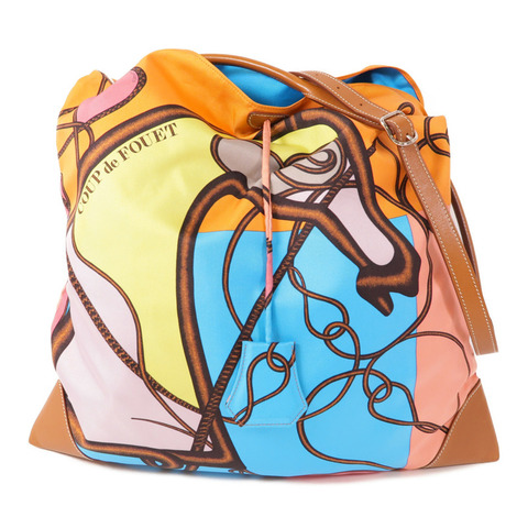 HERMES 絲質Crossbody Bag銀扣肩背袋
