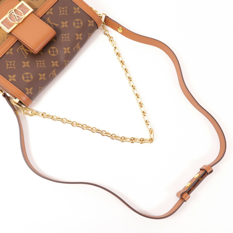 LOUIS VUITTON Monogram Reverse Dauphine MM金扣肩背袋-4