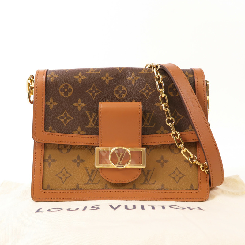 LOUIS VUITTON Monogram Reverse Dauphine MM金扣肩背袋-11