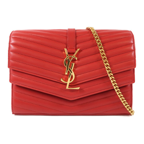 SAINT LAURENT 羊皮皮革Chain Shoulder Bag金扣鏈帶肩背袋