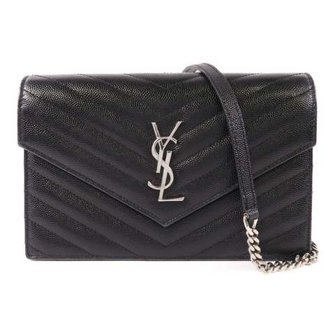 SAINT LAURENT 牛皮皮革Chain Shoulder Bag銀扣鏈帶肩背袋