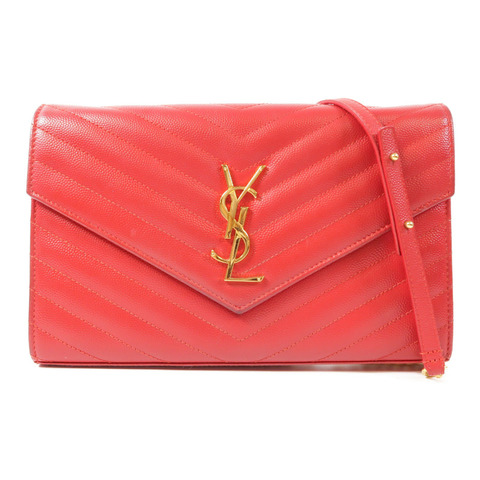 SAINT LAURENT 牛皮皮革Wallet On Chain金扣鏈帶肩背袋