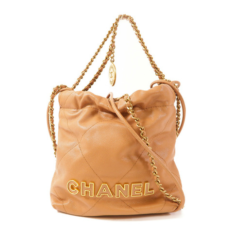 CHANEL 牛皮皮革C22 Mini金扣手挽肩背兩用袋