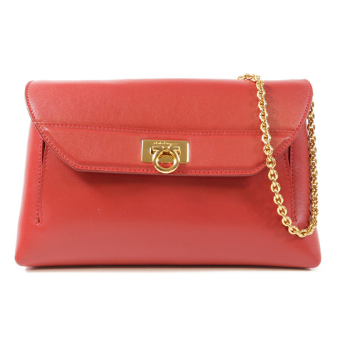 Salvatore Ferragamo 牛皮皮革Chain Shoulder金扣鏈帶肩背袋