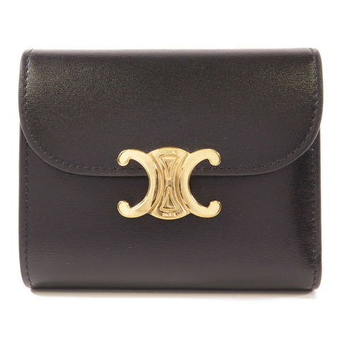 CELINE 牛皮皮革Triomphe Wallet金扣錢包