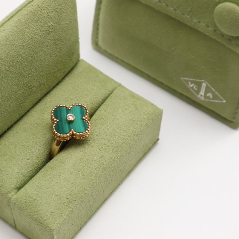 Van Cleef & Arpels 孔雀石18K金四葉草戒指 - Vintage Alhambra-4