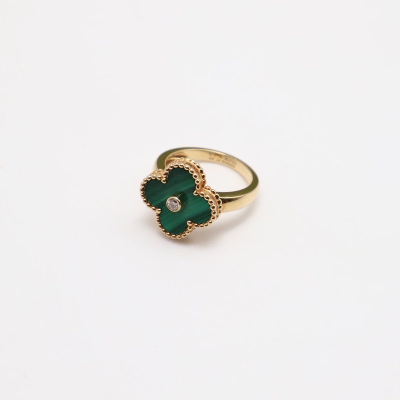 Van Cleef & Arpels 孔雀石18K金四葉草戒指 - Vintage Alhambra-5