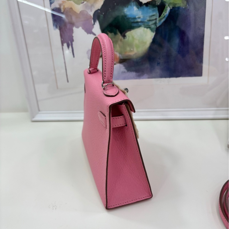 Hermes MiniKelly二代1Q彩纸粉/奶昔粉 山羊皮銀扣 最粉嫩的一隻Y刻大全套-3