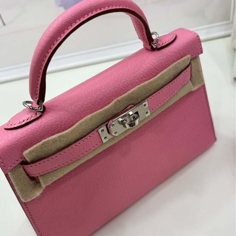 Hermes MiniKelly二代1Q彩纸粉/奶昔粉 山羊皮銀扣 最粉嫩的一隻Y刻大全套-6