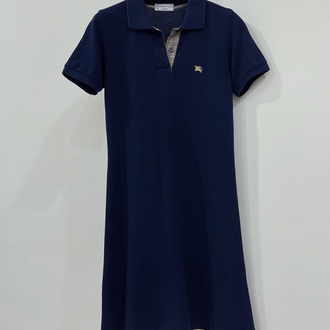 BURBERRYS 格紋POLO戰馬洋裝 海軍藍