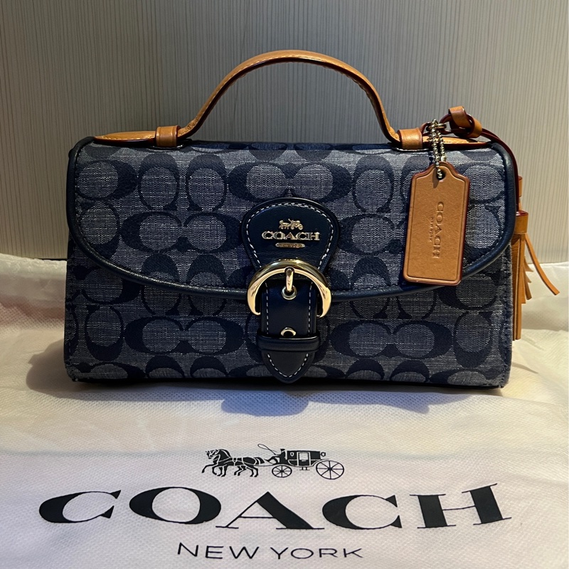 Coach Kleo經典單寧手提肩背兩用包-0