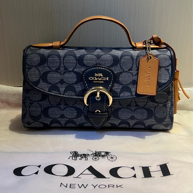 Coach Kleo經典單寧手提肩背兩用包-5